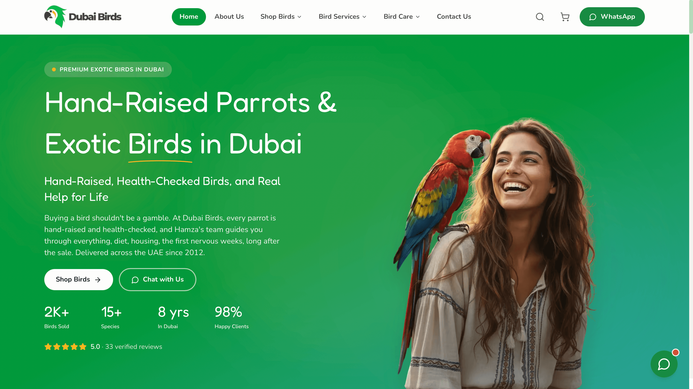 Dubai Birds homepage